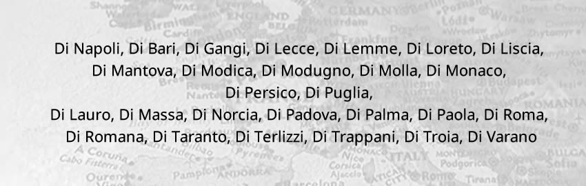 Italian surnames derived from a toponym preceded by the preposition da, de or di